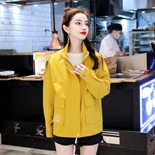 2021春季新款时尚宽松舒适印花字母风衣，女装风衣，靓星雨