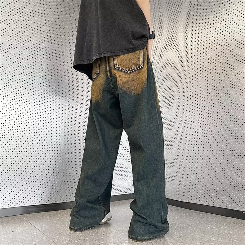 美式vibe裤子高街水洗牛仔裤男设计感小众拉链裤C937P42,男装牛仔裤,星座1116-2