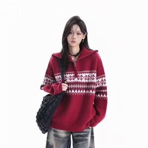 1506-1/MY8631/P62秋冬新款开衫毛衣美式复古休闲慵懒风男女同款图片