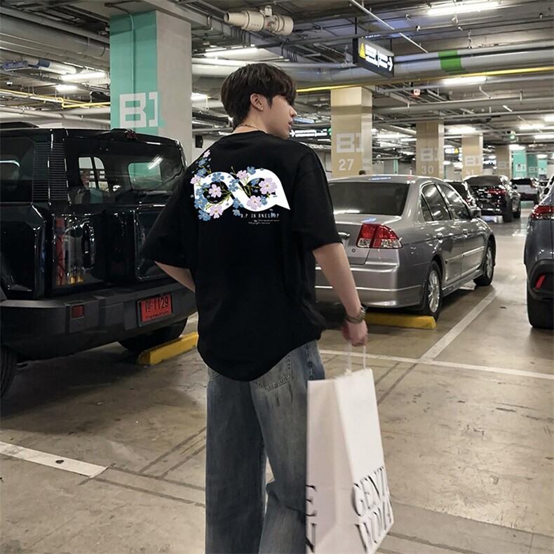 万针全刺绣解构设计260克重磅双纱纯棉高品质美式高街短袖T恤特39,男装T恤,电商A486-1