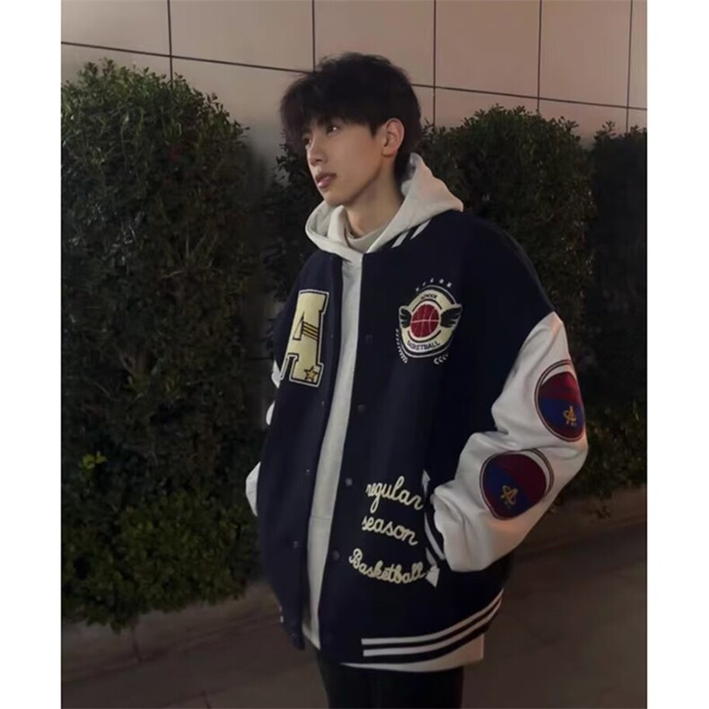 网图美式刺绣徽章贴标棒球服痞帅运动夹克外套A025-JY1276-P68,男装夹克,电商A025