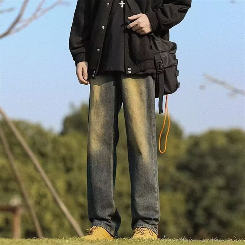 1506-1/K6111/P39抽绳潮流复古水洗美式做旧宽松阔腿直筒牛仔男女，男装休闲裤，星座1506-1