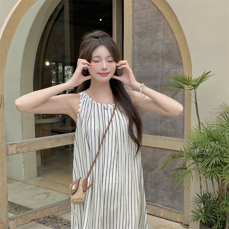 条纹背心连衣裙女夏显瘦遮肉减龄无袖裙子2C276-L3456-P105-K155,女装连衣裙,2C276
