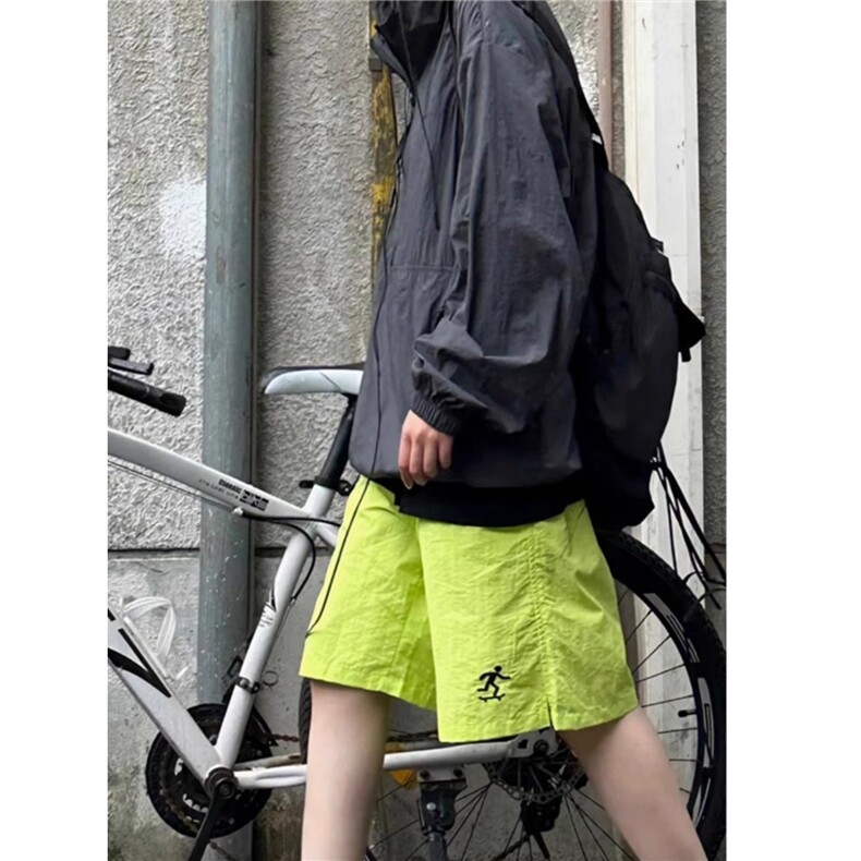 美式街头荧光绿不过膝五分运动沙滩短裤男女休闲夏季薄款速干短裤,男装牛仔裤,星座506A