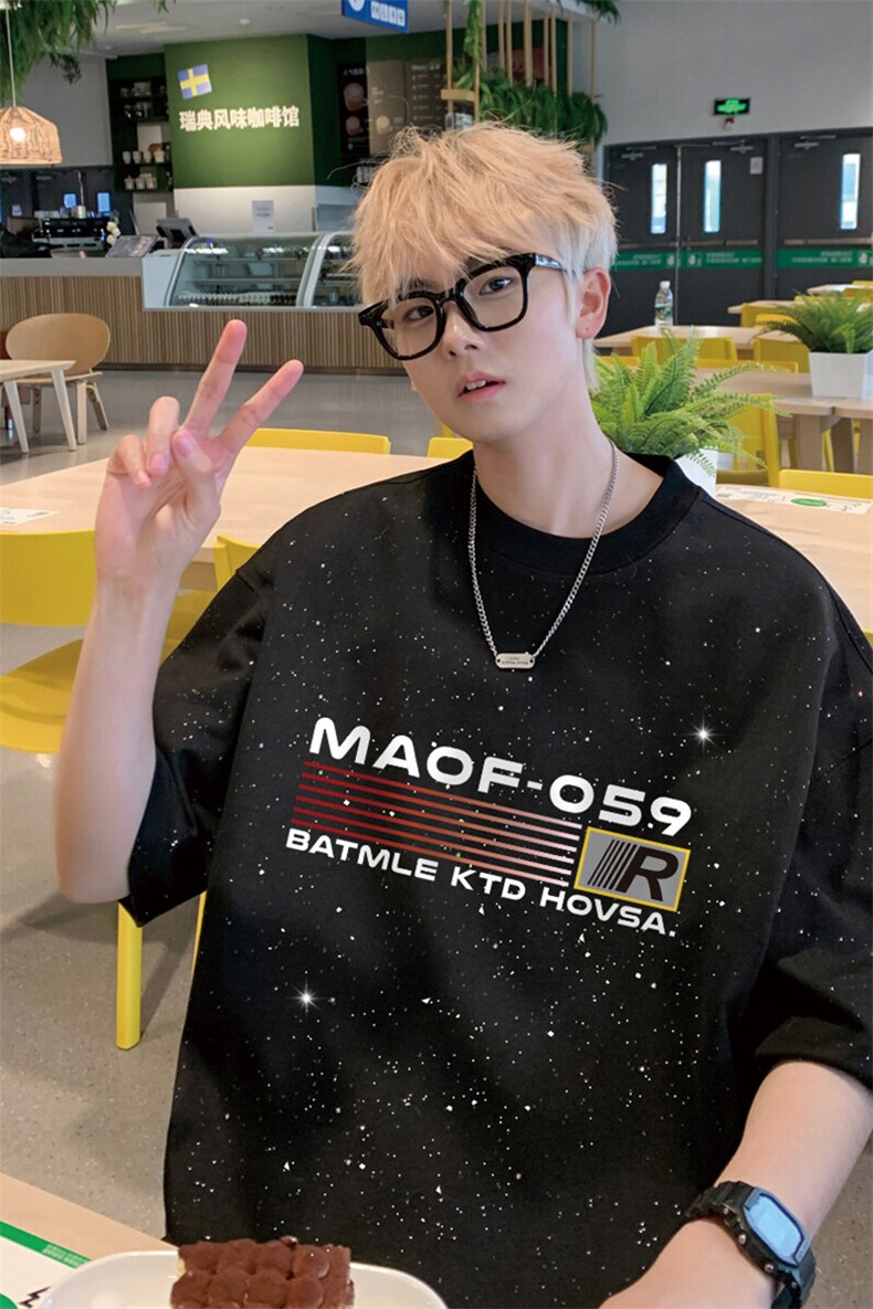 2025夏季新款高品质满天星亮片短袖MAOF印花MT9144-P30控48,男装T恤,星座508（原C305）
