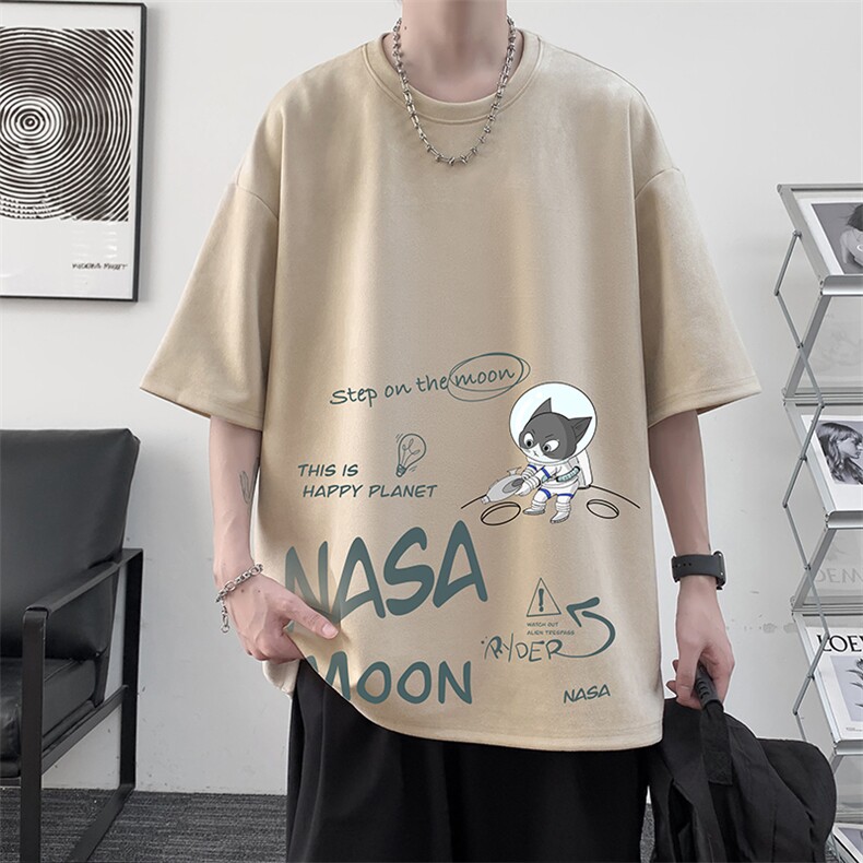 NASA联名同款麂皮绒短袖t恤男大码半袖男JD82187-P25,男装T恤,电商A040