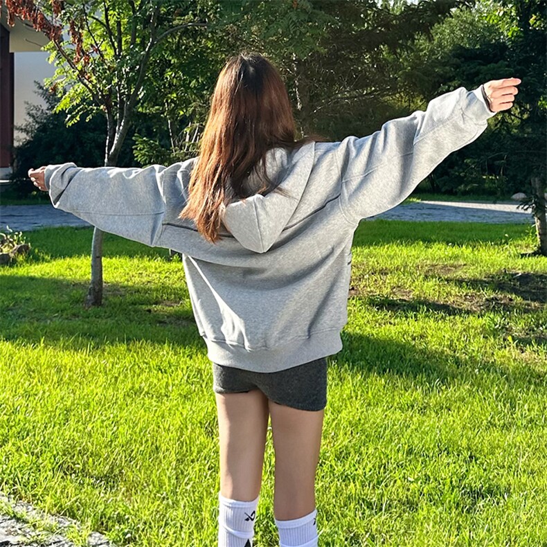 抖音得物高品质秋冬美式高街重磅结构辑明线纹理连帽卫衣外套W111,男装卫衣,电商A486