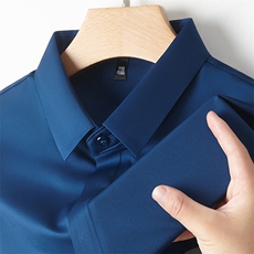 夏季短袖衬衫男士薄款潮流修身衬衣中青年纯色免烫休闲上衣，男装衬衫，电商B212（原钱塘6029）