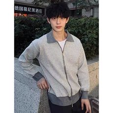 翻领毛衣男冬季宽松港风休闲百搭拉链套头打底针织衫上衣MYC17，男装T恤，星座516A