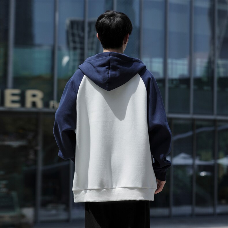 主推M-6XL大码420克重磅华棉秋季连帽拼色开衫卫衣109-W23618-P60,男装卫衣,星座109