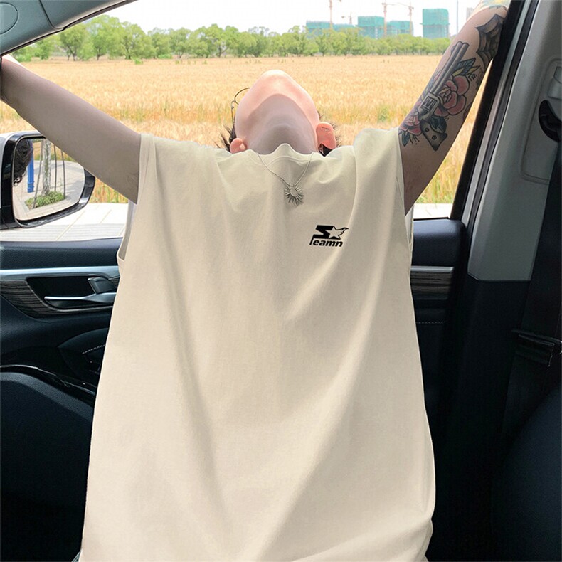 可48小时发货支持抖音得物来样二开240克重磅美式纯棉背心无袖t恤,男装背心/马甲,电商A486-1