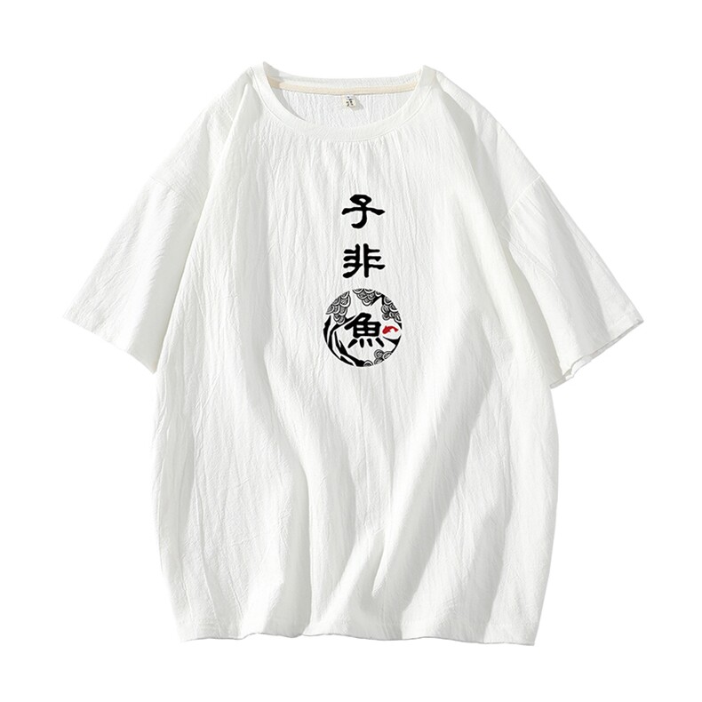 亚麻短袖t恤男大码五分袖男宽松七分袖白底YT26070-P30,男装T恤,电商A040A