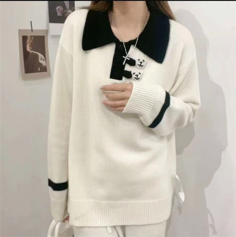 2025年秋季常规款通勤套头polo领小熊衫时尚百搭，女装针织衫/毛衣，绒盛美羊绒