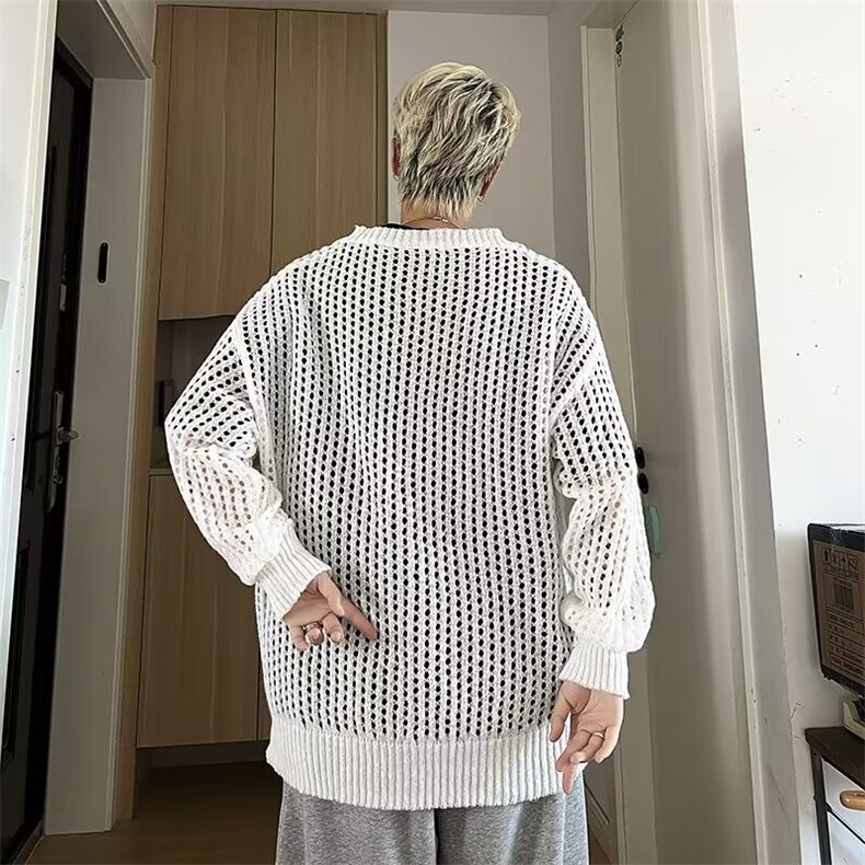美式圆领毛衣男镂空针织衫B6024P33,男装针织衫/毛衣,星座1116-2