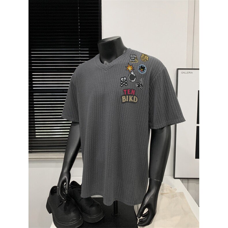 XZ809A/JXL02/P25/控38240克鸡心领肌理感印花短袖T恤,男装T恤,星座809A(原222-1)