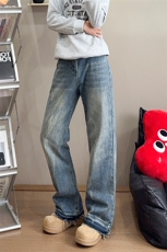 B221美式ins高街暗黑宽松直筒牛仔裤LK25498-特P45控78，男装牛仔裤，电商B221