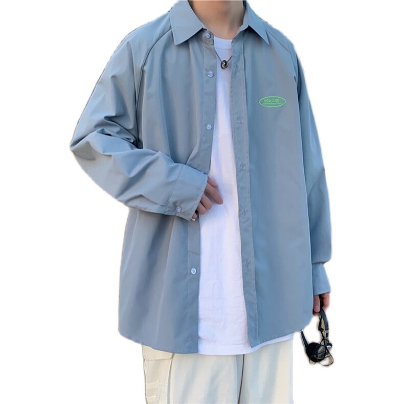 910A-C08秋装新款反光条衬衫情侣休闲纯色百搭衬衣男,男装衬衫,星座910A