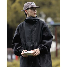 美式户外登山服外套男春秋季宽松机能情侣冲锋衣潮牌港风工装夹克，男装夹克，星座601-2