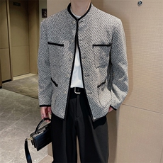 秋冬红立领小香风外套男时尚高级感休闲夹克上衣JK2316P130，男装夹克，电商B267