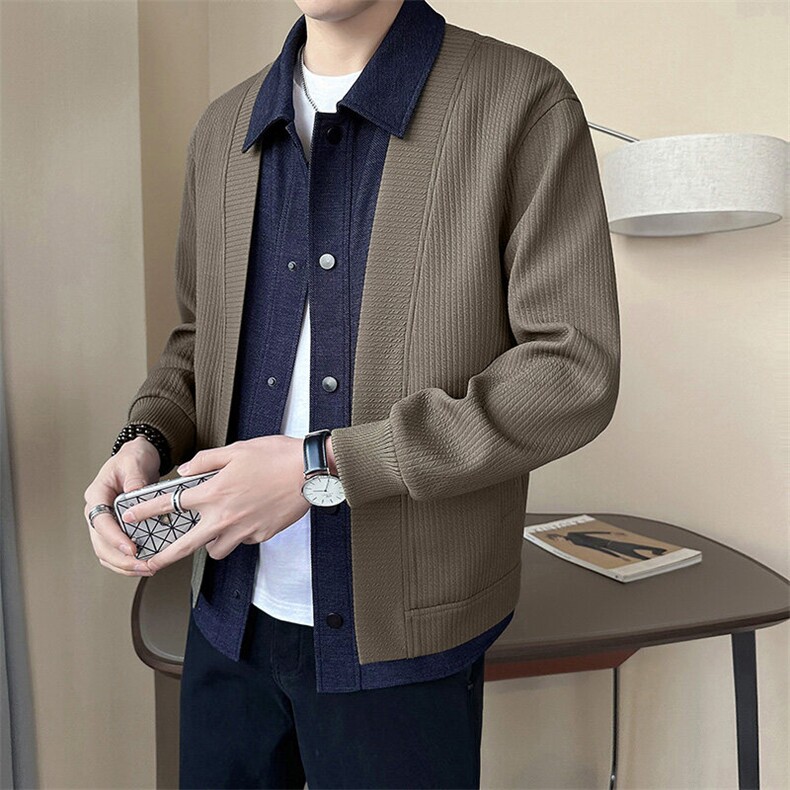店主风~2025春季韩版假两件夹克外套  K521/P105图片