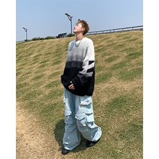 渐变色针织衫男女韩版潮流高街宽松保暖2024冬季ins毛衣MZ597-P53，男装针织衫/毛衣，星座412-3