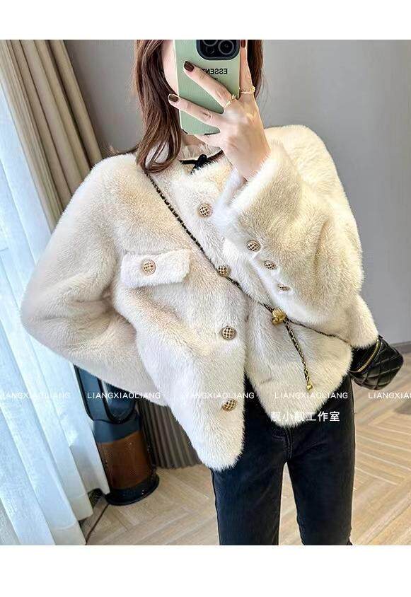 现货，水貂绒皮毛一体外套，其它，淳沐