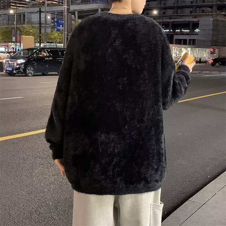 宽松慵懒风针织衫简约纯色圆领白色毛衣男韩版潮流,男装针织衫/毛衣,星座410-7