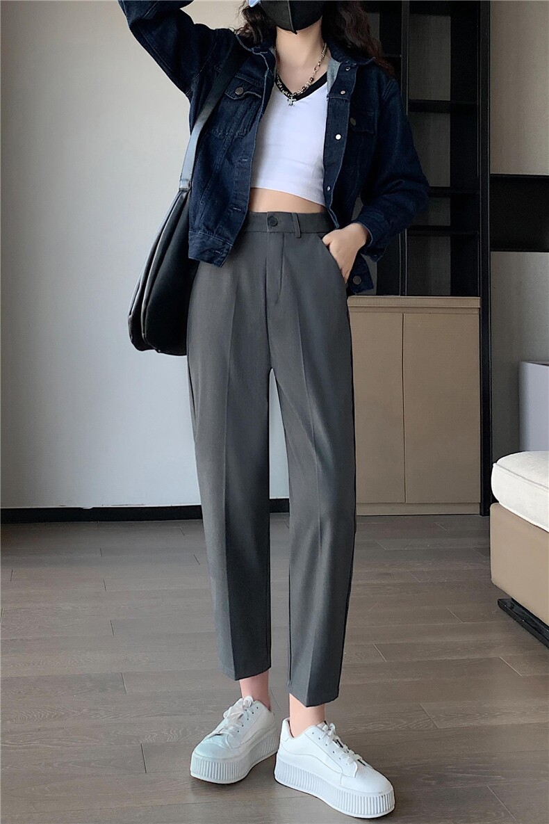 西装裤女2024春夏九分裤西裤薄款休闲裤子大码小个子职业烟管裤,女装休闲裤,梦白服饰厂