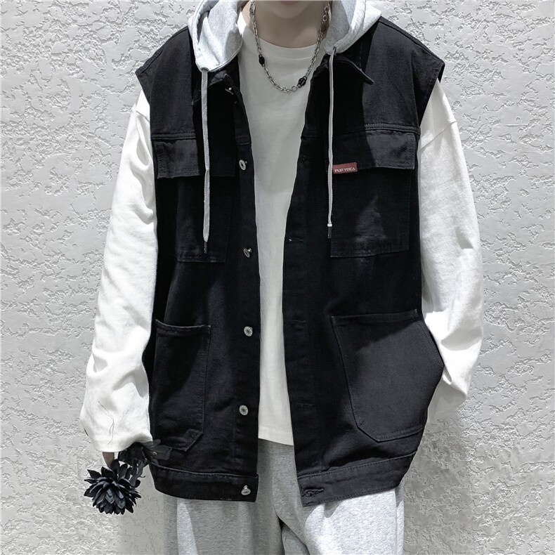 MJ208-p58-限价78M-5XL现货宽松可脱卸大码牛仔马甲多口袋,男装背心/马甲,星座116
