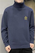 秋冬可翻高领毛衣男皇冠纯色长袖刺绣毛衫打底针织衫深灰M253P33，男装针织衫/毛衣，星座1207