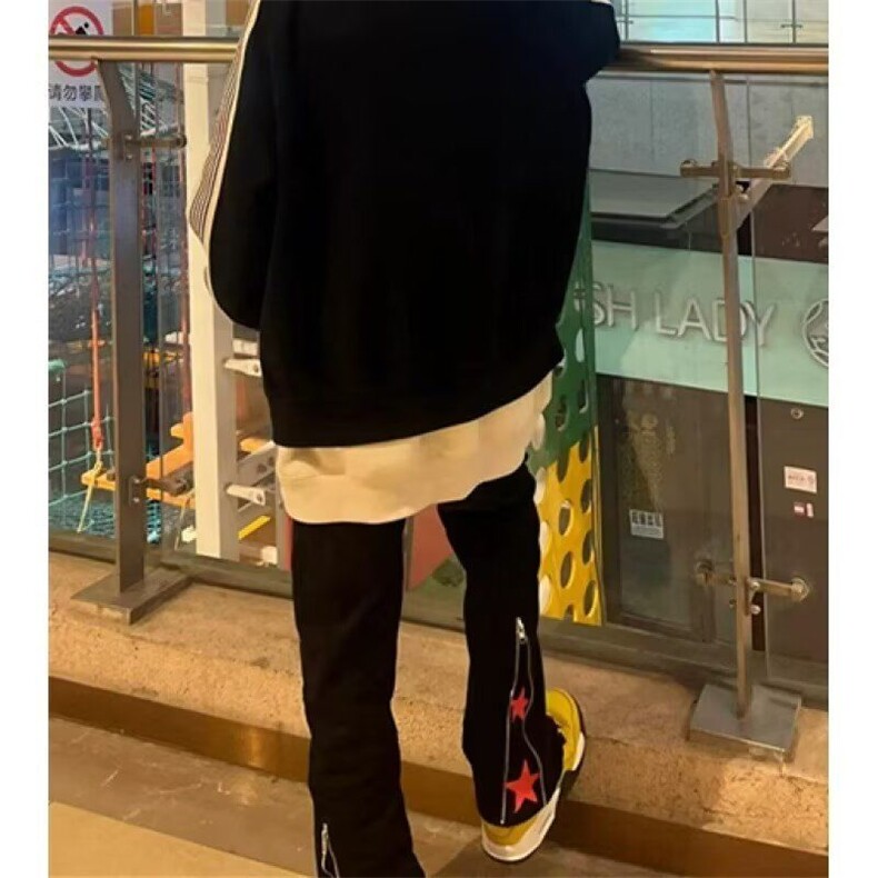 1506/QY420/P43美式复古裤子星星印花裤脚拉链牛仔裤,男装牛仔裤,星座1506