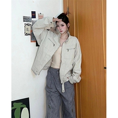 美式立领工装外套夹克男女春秋季设计感高街宽松显瘦上衣JK23，男装夹克，星座1116A（原606A-3）