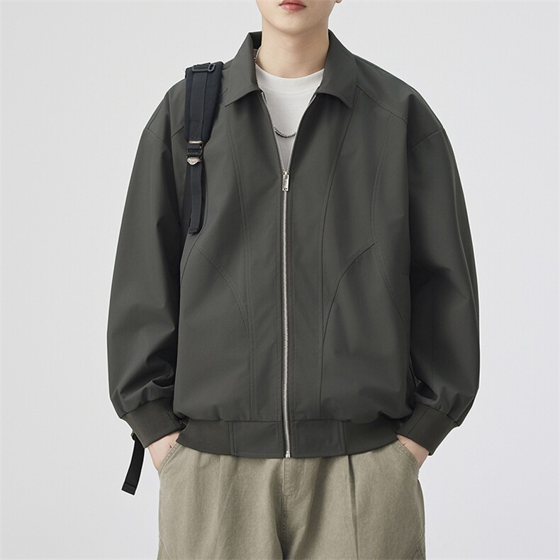 秋季新款宽松衬衫领夹领克男纯色上衣外套DSA157B-JK7924-特P45,男装夹克,电商A157B