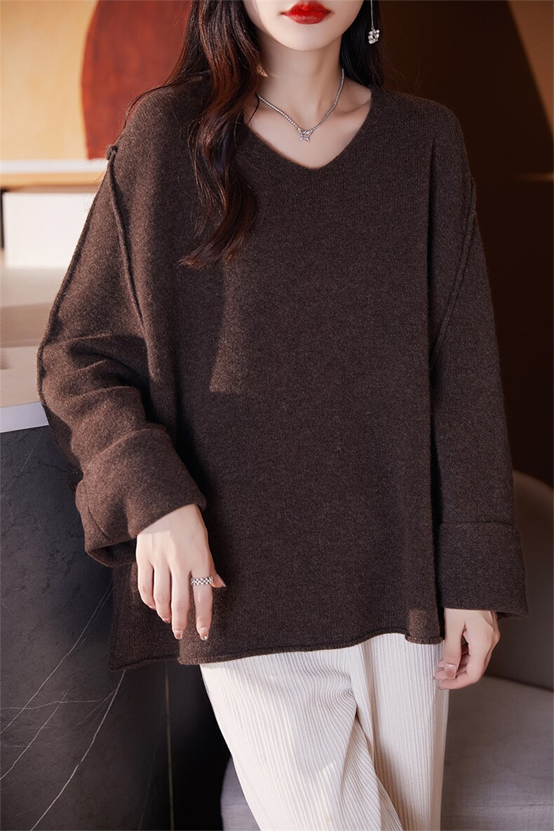 纯色休闲简约女2024年新款秋冬季针织羊毛衫,女装羊毛衫,琳尚羊绒