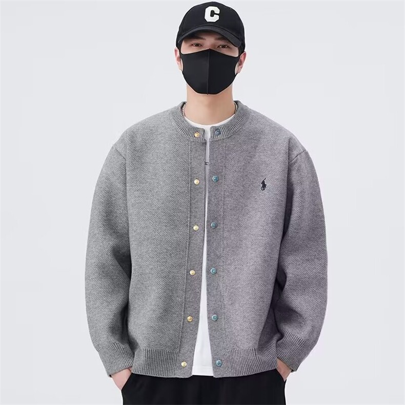 1506/QM390/P60新款棒球领粗针开衫休闲慵懒感毛衣外套男女同款,男装针织衫/毛衣,星座1506
