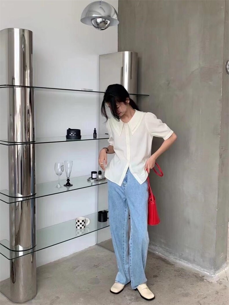 【现货】绣花领小衫，其它，里奈(5F)