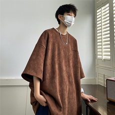 2025夏季新款美式字母烧花麂皮绒短袖M~5XLXZ604-DT305-P45控58，男装T恤，星座604