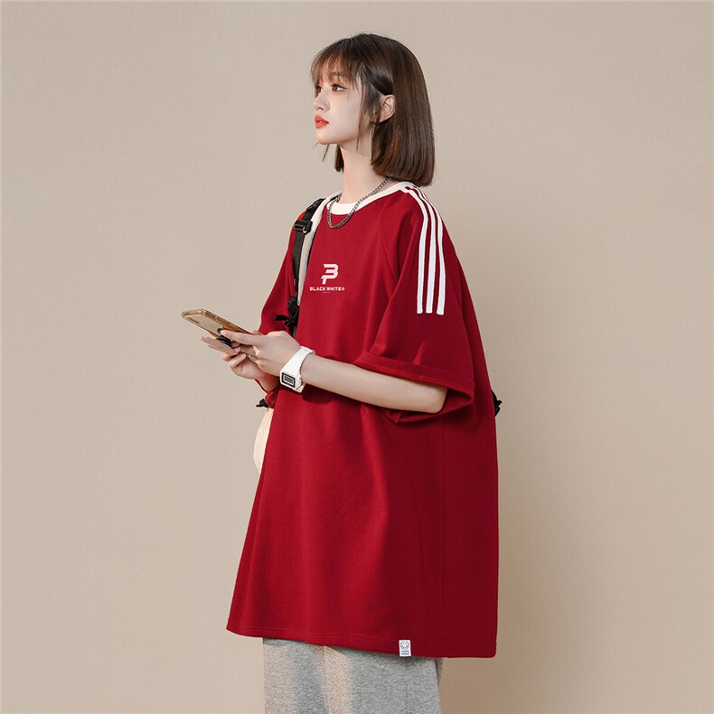 2025夏季新款拼色条纹织带设计中性风圆领T恤T1088/P45控58-100棉，男装T恤，电商A148-1