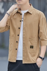 休闲纯棉男士中老年宽松夏季薄款衬衫工地焊服工装外套Q26-P27，男装衬衫，星座102C-1(原星座100)