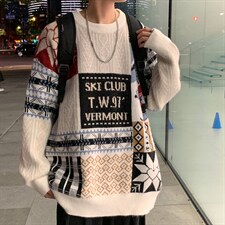 M3106-P80秋冬新款圆领毛衣男针织衫学生宽松潮大码上衣外套控98，男装针织衫/毛衣，电商A009A（原A058A）