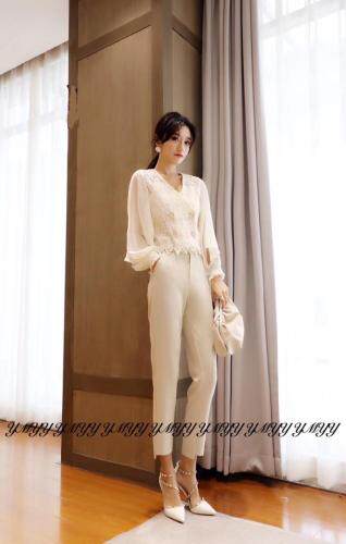 春季新款修身淑女风套裤，女装，依美依缘