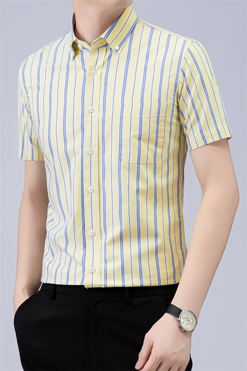 Z-D1405夏季新款男士短袖经典条纹衬衣百搭衬衫商务男装,男装T恤,电商B360