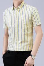 Z-D1405夏季新款男士短袖经典条纹衬衣百搭衬衫商务男装，男装T恤，电商B360