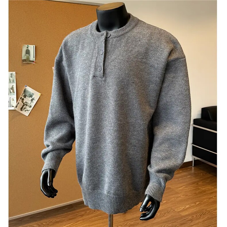 美式秋冬亨利领中性套头毛衣打底针织衫男女D375P68网图,男装针织衫/毛衣,电商A335-1（原A458）