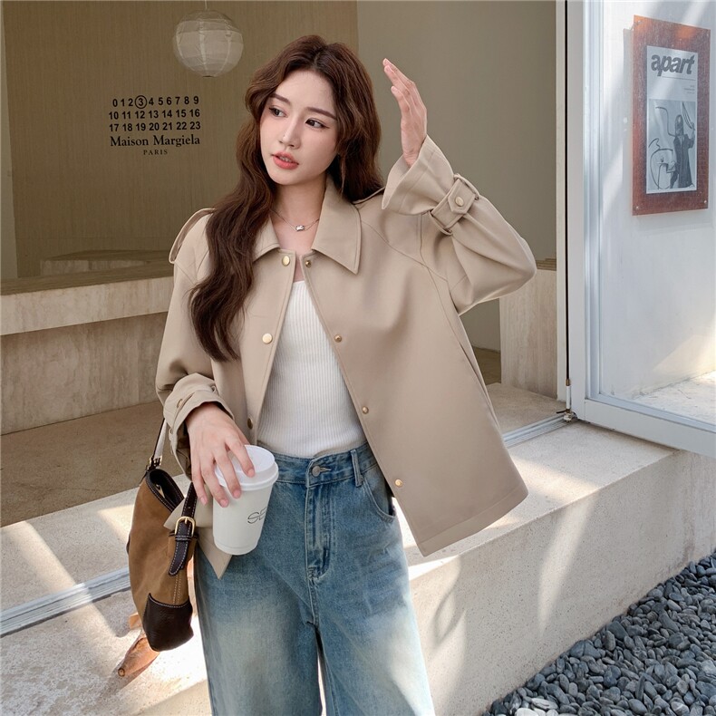 卡其色短款风衣2C081-8305P155K228,女装风衣,2C081