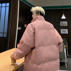 粉色冬pu皮衣做旧男外套棉服面包服PU051P85直播，男装皮衣，星座1904A