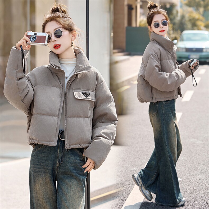 短款羽绒服女2024冬新款小个子超好看洋气灰色立领加厚保暖面包服,女装羽绒服,众宇琦