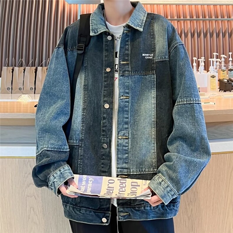 新款牛仔外套男女潮牌日系宽松复古做旧水洗牛仔夹克JN113P68,男装夹克,星座1116-2