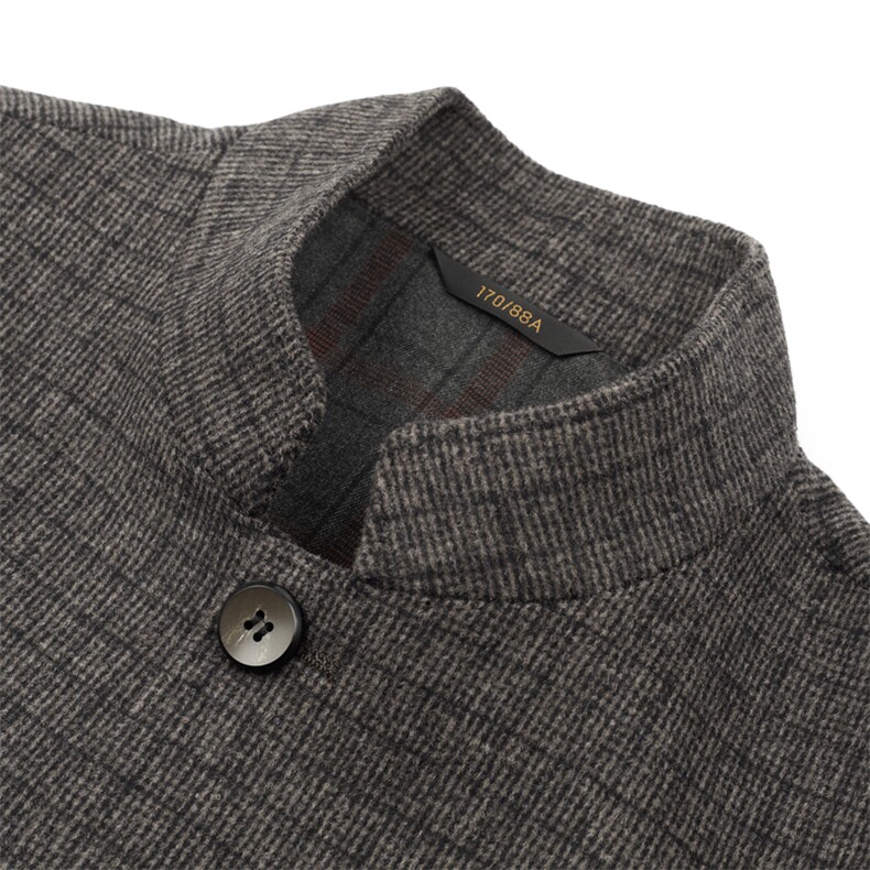 2023新款羊毛风衣男中长款中年秋季纯色大衣休闲外套HM8298-P275，男装毛呢大衣，电商B212（原钱塘6029）