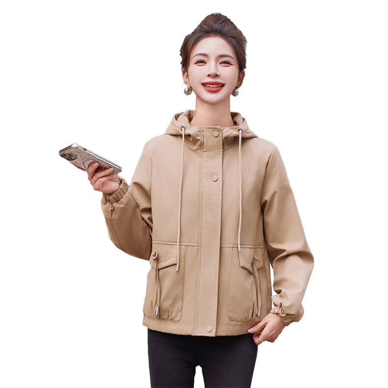 现货！！2024年春装外套女新款气质连帽显瘦上衣休闲夹克,女装短外套,以桐
